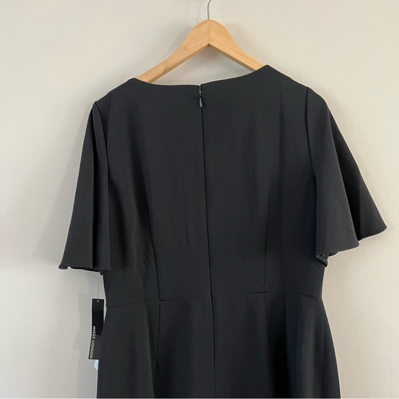 Maggy London ruched shoulder short sleeve sheath dress ladies size 14 black - Picture 4 of 9